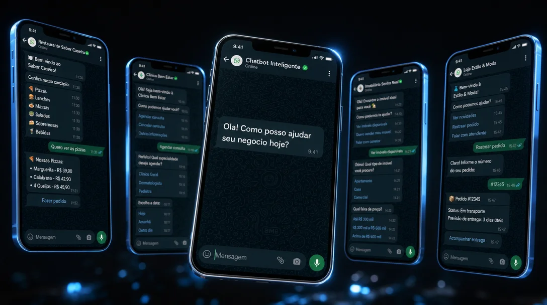 Chatbot WhatsApp para pequenas empresas — múltiplos setores automatizados